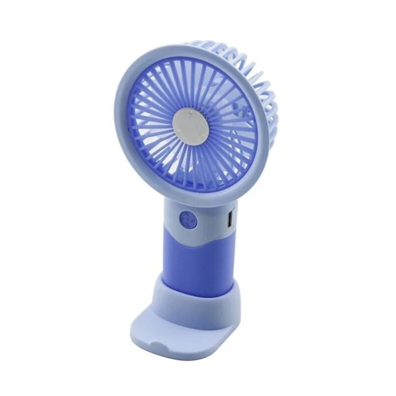 Ventilateur Portable Rechargeable Avec Support Téléphone Bleu